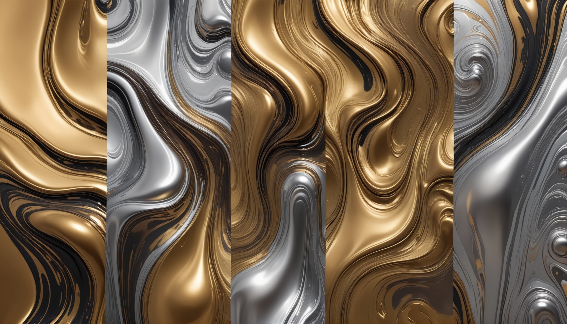 Abstract liquid textures, metallic gold, silver, and bronze Stable