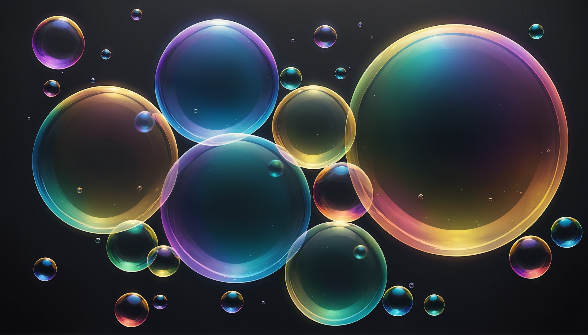 Floating bubbles in rainbow transparent colors - Stable Diffusion Prompts